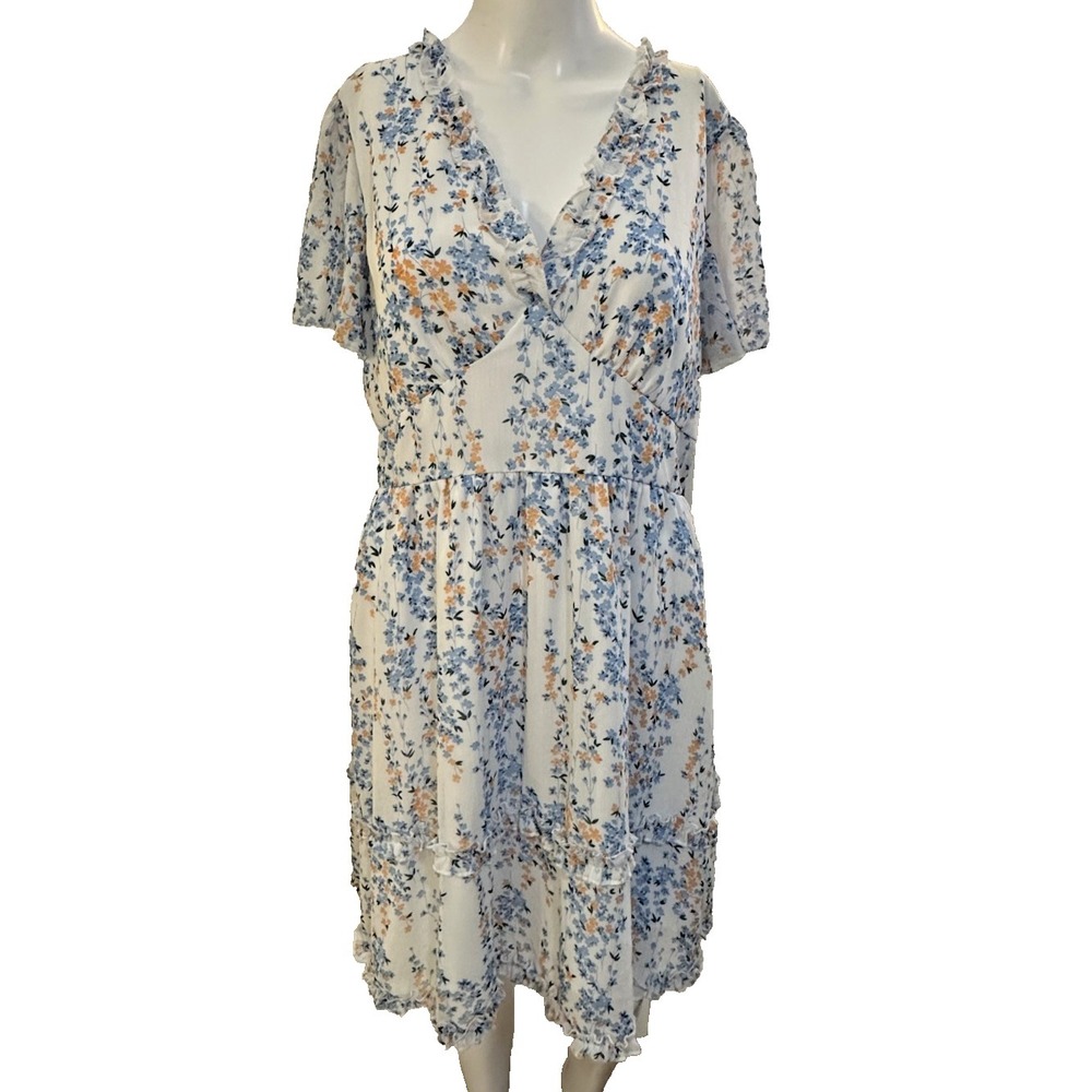 Shein Womans Floral Babydoll Mini Dress Size L Cottagecore‎ Milkmaid Coquette